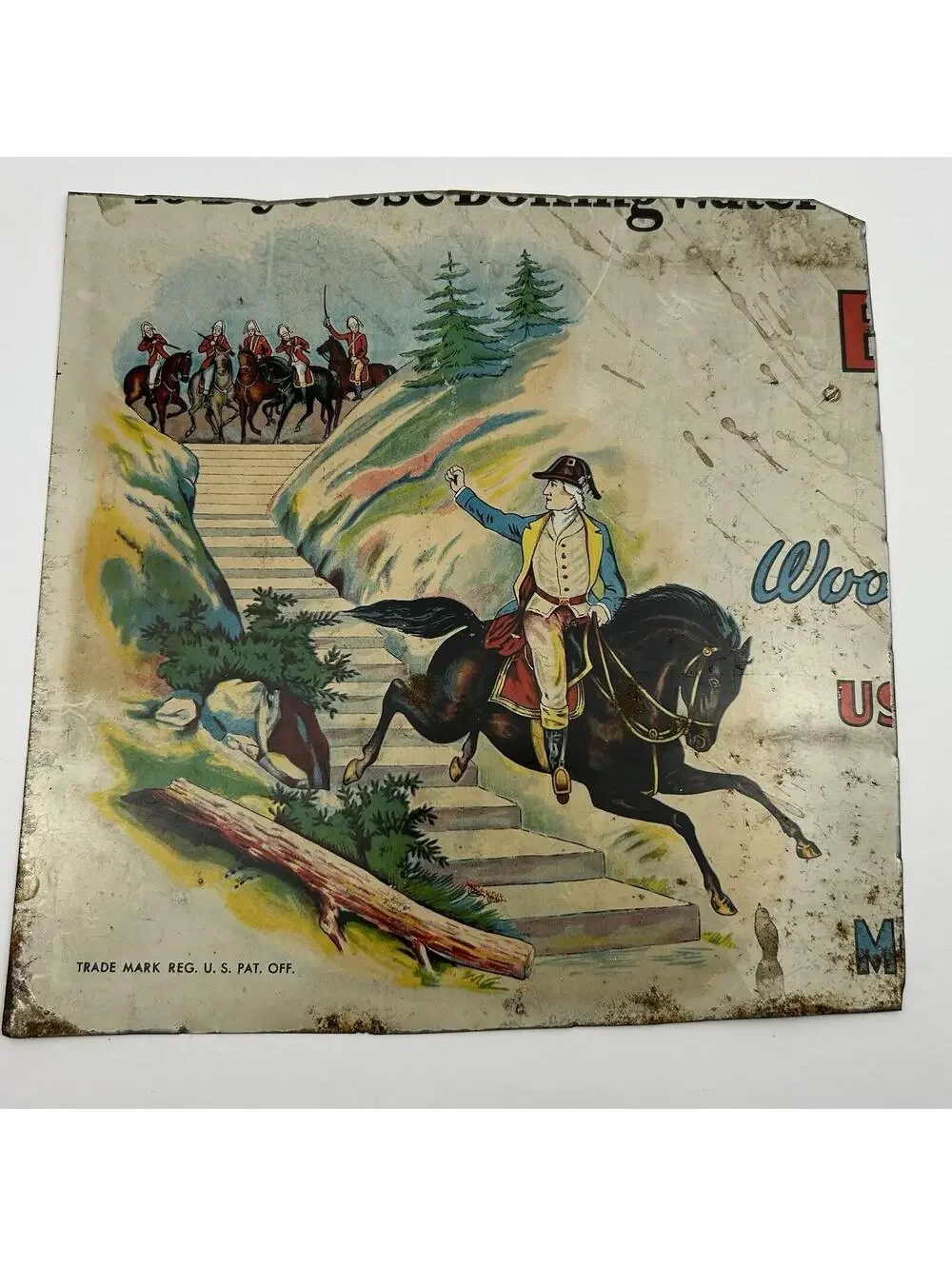 Antique Putnam Dyes Tin Cabinet Sign Putnam Israel Revolutionary War Ride J2